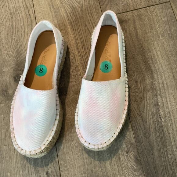 New Splendid Pink & Light Blue Pastel Tie-Dye Espadrille Platform Shoe Size 8 - Picture 2 of 5